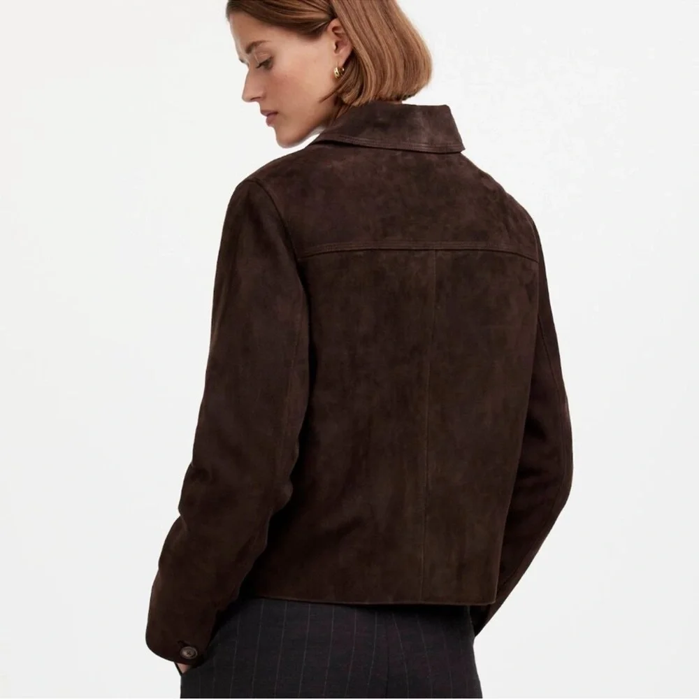 Madewell Stitched-Collar Shirt-Jacket in Suede Dark Carob S - Picture 3 of 16